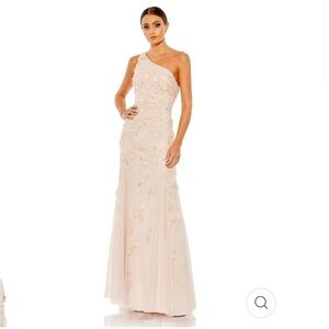 Mac Duggal 9168 Embellished One Shoulder Strappy Trumpet Gown Blush